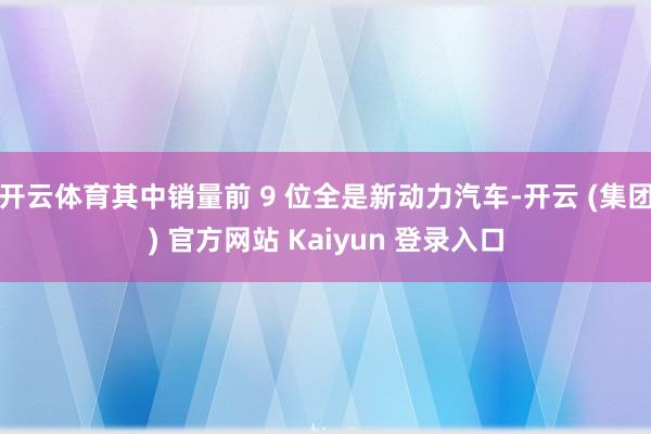 开云体育其中销量前 9 位全是新动力汽车-开云 (集团) 官方网站 Kaiyun 登录入口