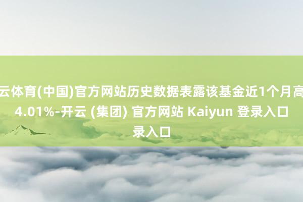 开云体育(中国)官方网站历史数据表露该基金近1个月高涨4.01%-开云 (集团) 官方网站 Kaiyun 登录入口