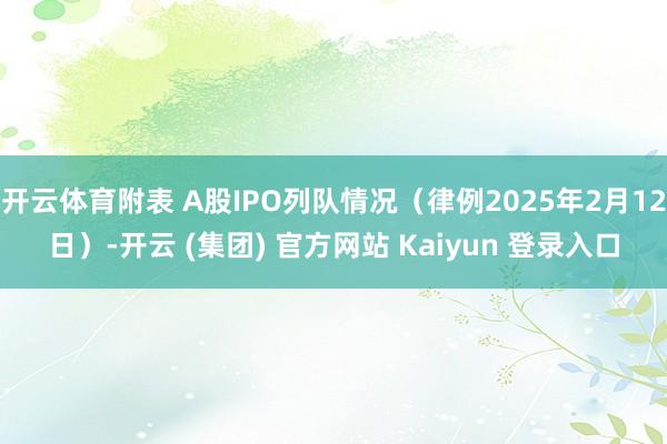 开云体育附表 A股IPO列队情况（律例2025年2月12日）-开云 (集团) 官方网站 Kaiyun 登录入口