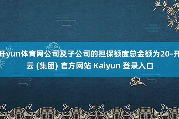 开yun体育网公司及子公司的担保额度总金额为20-开云 (集团) 官方网站 Kaiyun 登录入口