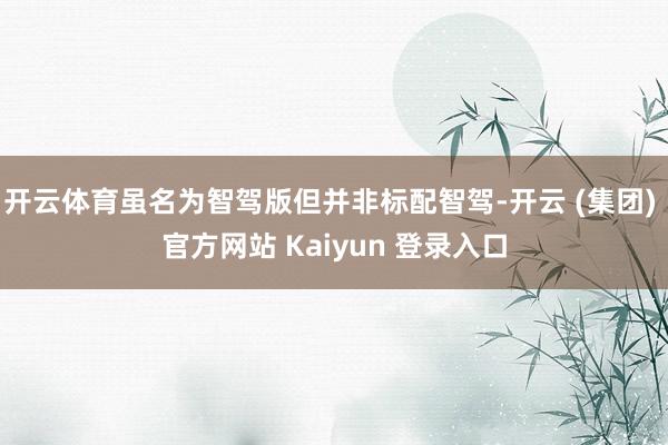 开云体育虽名为智驾版但并非标配智驾-开云 (集团) 官方网站 Kaiyun 登录入口