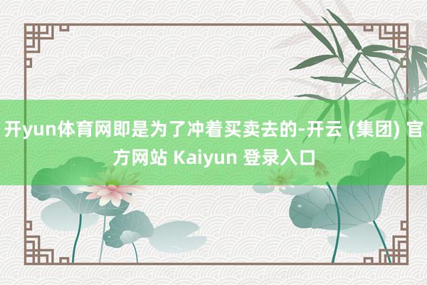开yun体育网即是为了冲着买卖去的-开云 (集团) 官方网站 Kaiyun 登录入口