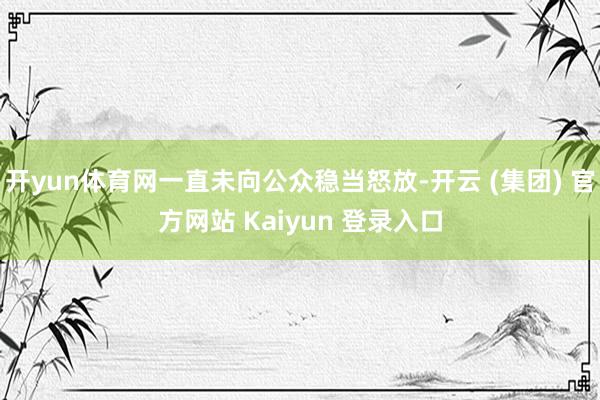 开yun体育网一直未向公众稳当怒放-开云 (集团) 官方网站 Kaiyun 登录入口