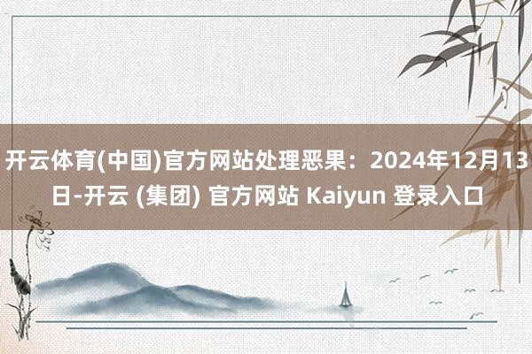 开云体育(中国)官方网站处理恶果：2024年12月13日-开云 (集团) 官方网站 Kaiyun 登录入口